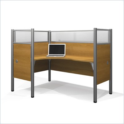Bestar Pro-Biz Single Left L-shaped Workstation in Cappuccino Cherry