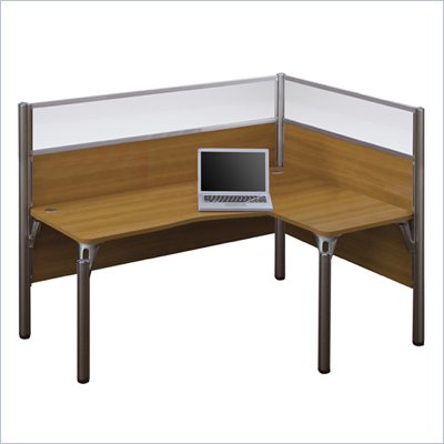 Bestar Pro-Biz Single Right L-shaped Workstation in Cappuccino Cherry