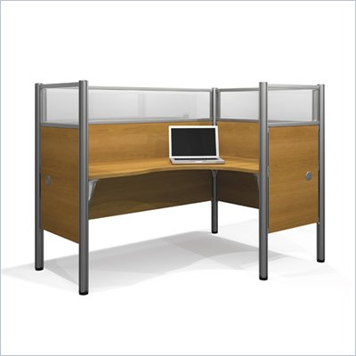 Bestar Pro-Biz Single Right L-shaped Workstation in Cappuccino Cherry