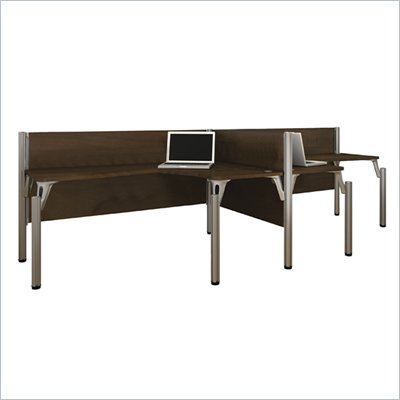 Bestar Pro-Biz Double Side by Side L-Desk in Chocolate