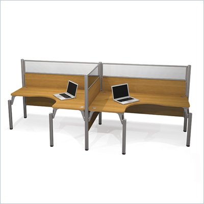 Bestar Pro-Biz Double Side by Side L-Desk in Cappuccino Cherry
