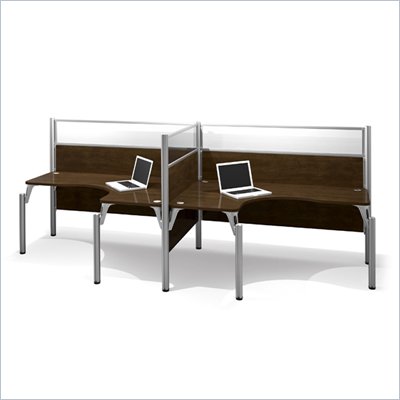 Bestar Pro-Biz Double Side by Side L-Desk in Chocolate