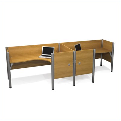 Bestar Pro-Biz Double Side by Side L-Desk in Cappuccino Cherry