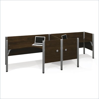 Bestar Pro-Biz Double Side by Side L-Desk in Chocolate