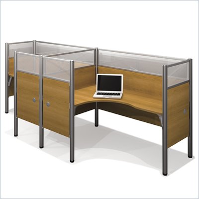 Bestar Pro-Biz Double Side by Side L-Desk in Cappuccino Cherry
