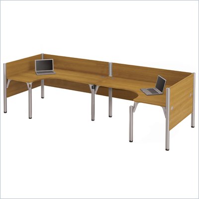 Bestar Pro-Biz Double Back to Back L-Desk in Cappuccino Cherry