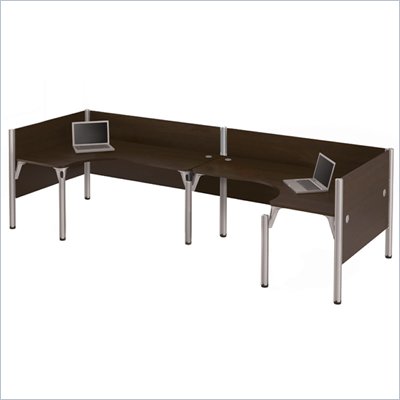 Bestar Pro-Biz Double Back to Back L-Desk in Chocolate