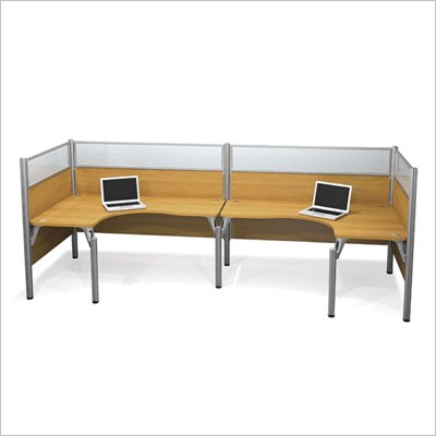 Bestar Pro-Biz Double Back to Back L-Desk in Cappuccino Cherry