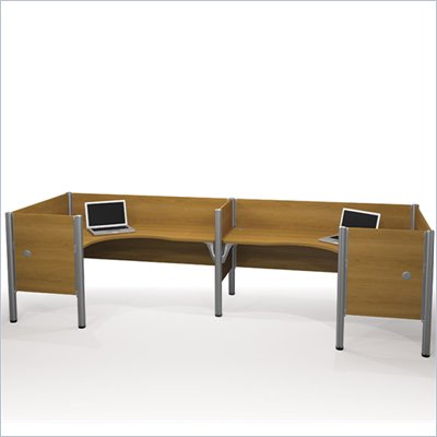 Bestar Pro-Biz Double Back to Back L-Desk in Cappuccino Cherry