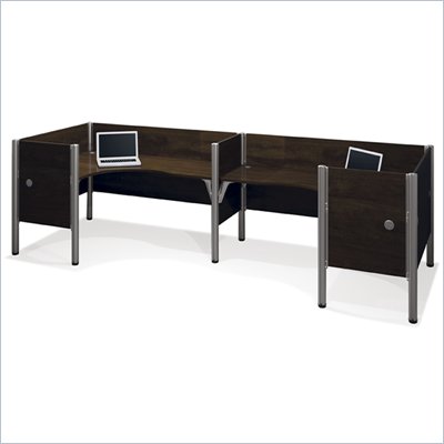 Bestar Pro-Biz Double Back to Back L-Desk in Chocolate