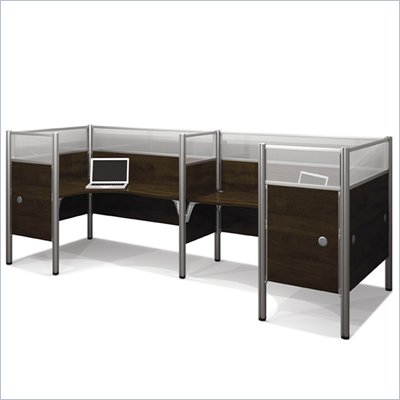 Bestar Pro-Biz Double Back to Back L-Desk in Chocolate