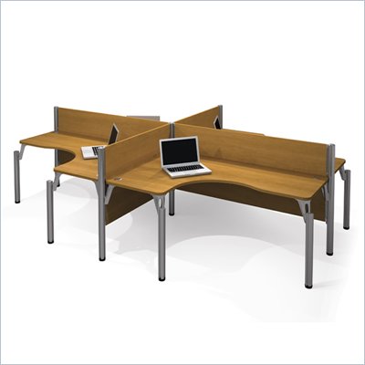 Bestar Pro-Biz Quad L-Desk in Cappuccino Cherry
