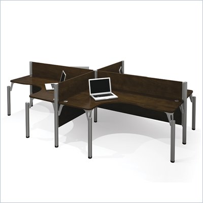 Bestar Pro-Biz Quad L-Desk in Chocolate