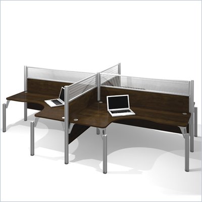 Bestar Pro-Biz Quad L-Desk in Chocolate