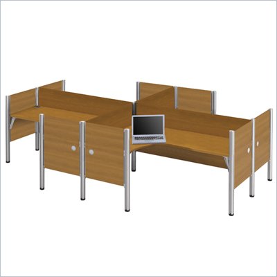 Bestar Pro-Biz Quad L-Desk in Cappuccino Cherry