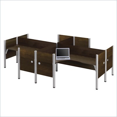 Bestar Pro-Biz Quad L-Desk in Chocolate