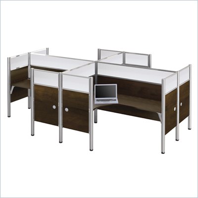 Bestar Pro-Biz Quad L-Desk in Chocolate