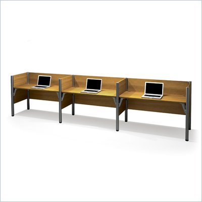 Bestar Pro-Biz Triple Side by Side Desk in Cappuccino Cherry