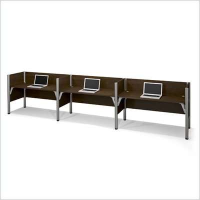 Bestar Pro-Biz Triple Side by Side Desk in Chocolate
