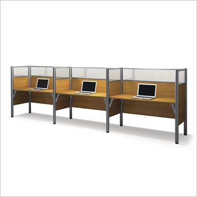 Bestar Pro-Biz Triple Side by Side Desk in Cappuccino Cherry