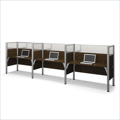 Bestar Pro-Biz Triple Side by Side Desk in Chocolate