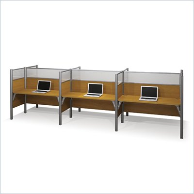 Bestar Pro-Biz Six Workstations in Cappuccino Cherry