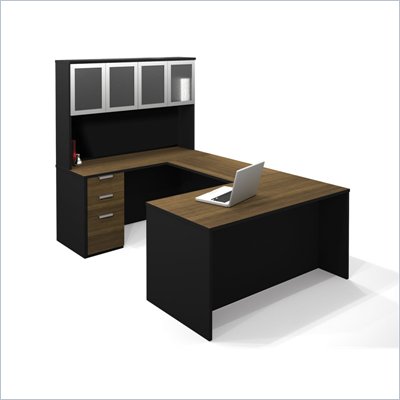Bestar Pro-Concept U-Shaped Workstation with High Hutch and Pedestal