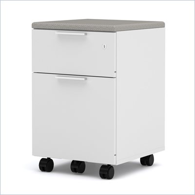 Bestar Pro-Linea Assembled Mobile Pedestal in White