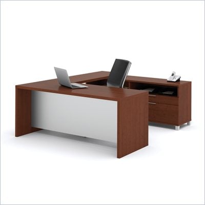 Bestar Pro-Linea U-shaped Kit in Cognac and White