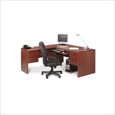 Bestar Willow Creek II L-Shape Wood Computer Desk in Bordeaux