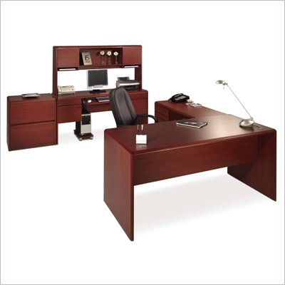 Bestar Willow Creek L-Shaped Office Set in Bordeaux