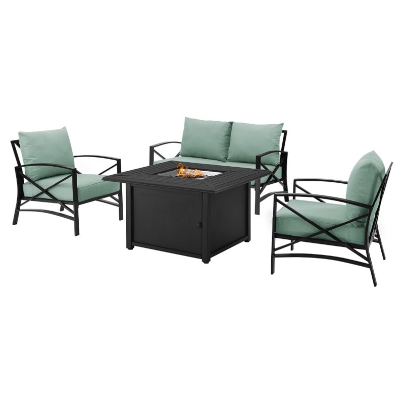 Crosley Furniture Kaplan 4Pc Metal Outdoor Conversation Set in Mist ...