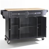 Crosley Furniture Natural Wood Top Kitchen Cart/Island in Black Finish