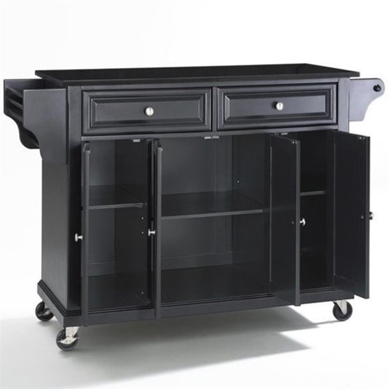 Crosley Solid Black Granite Top Kitchen Cart/Island Black - KF30004EBK