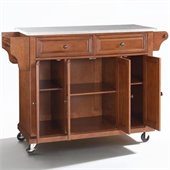 Crosley Furniture Stainless Steel Top Kitchen Cart in Classic Cherry Finish