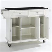 Crosley Furniture Solid Black Granite Top Kitchen Cart in White Finish