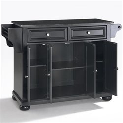 Crosley Furniture Alexandria Solid Black Granite Top Kitchen Island in Black Finish