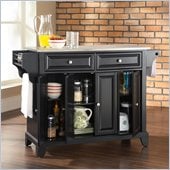 Crosley Furniture Newport Stainless Steel Top Kitchen Island in Black Finish