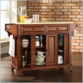 Crosley Furniture Newport Natural Wood Top Kitchen Island in Classic Cherry Finish