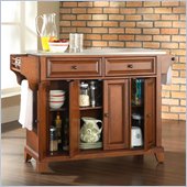 Crosley Furniture Newport Stainless Steel Top Kitchen Island in Classic Cherry Finish