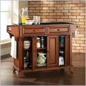 Crosley Furniture Newport Solid Black Granite Top Kitchen Island in Classic Cherry Finish