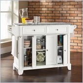 Crosley Furniture Newport Solid Granite Top Kitchen Island in White Finish