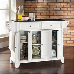 Crosley Furniture Newport Solid Black Granite Top Kitchen Island in White Finish