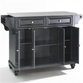 Crosley Furniture Cambridge Stainless Steel Top Kitchen Island in Black Finish