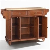 Crosley Furniture Cambridge Natural Wood Top Kitchen Island in Classic Cherry Finish