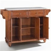 Crosley Furniture Cambridge Solid Granite Top Kitchen Island in Classic Cherry Finish