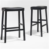 Crosley Furniture Bar Height Upholstered Saddle Seat Bar Stool in Black Finish