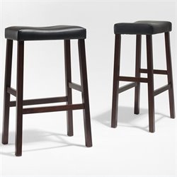 Crosley Furniture Bar Height Upholstered Saddle Seat Bar Stool in Vintage Mahogany Finish