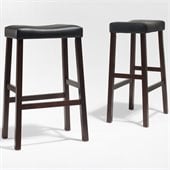 Crosley Furniture Bar Height Upholstered Saddle Seat Bar Stool in Vintage Mahogany Finish