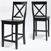 Crosley Furniture Counter Height X-Back Bar Stool in Black Finish